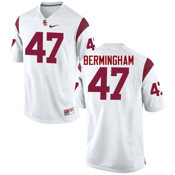 Men #47 James Bermingham Jr. USC Trojans College Football Jerseys-White